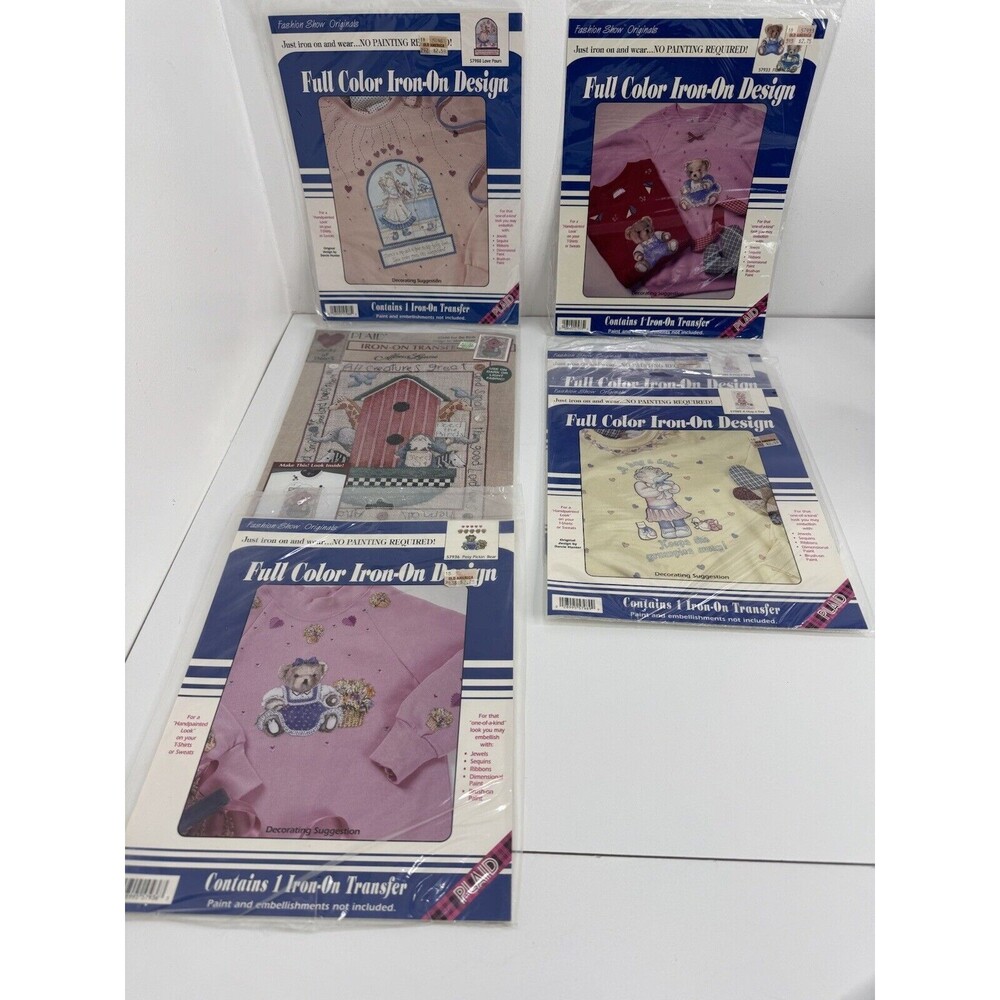 Lot 6 Vintage Iron On Transfers UNUSED Appliqués Noah’s Ark, Bears, Darcie Hunte